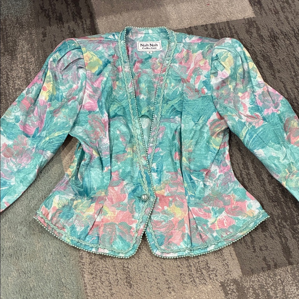 Vintage Women's Floral Jacket - Multicolor